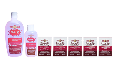 Pink Spring Fresh Scent Stain Rx<sup>®</sup> Starter Pack - (1) 10 fl. oz. Bottle, (1) 3.75 fl. oz. Bottle, and 5 Wipes